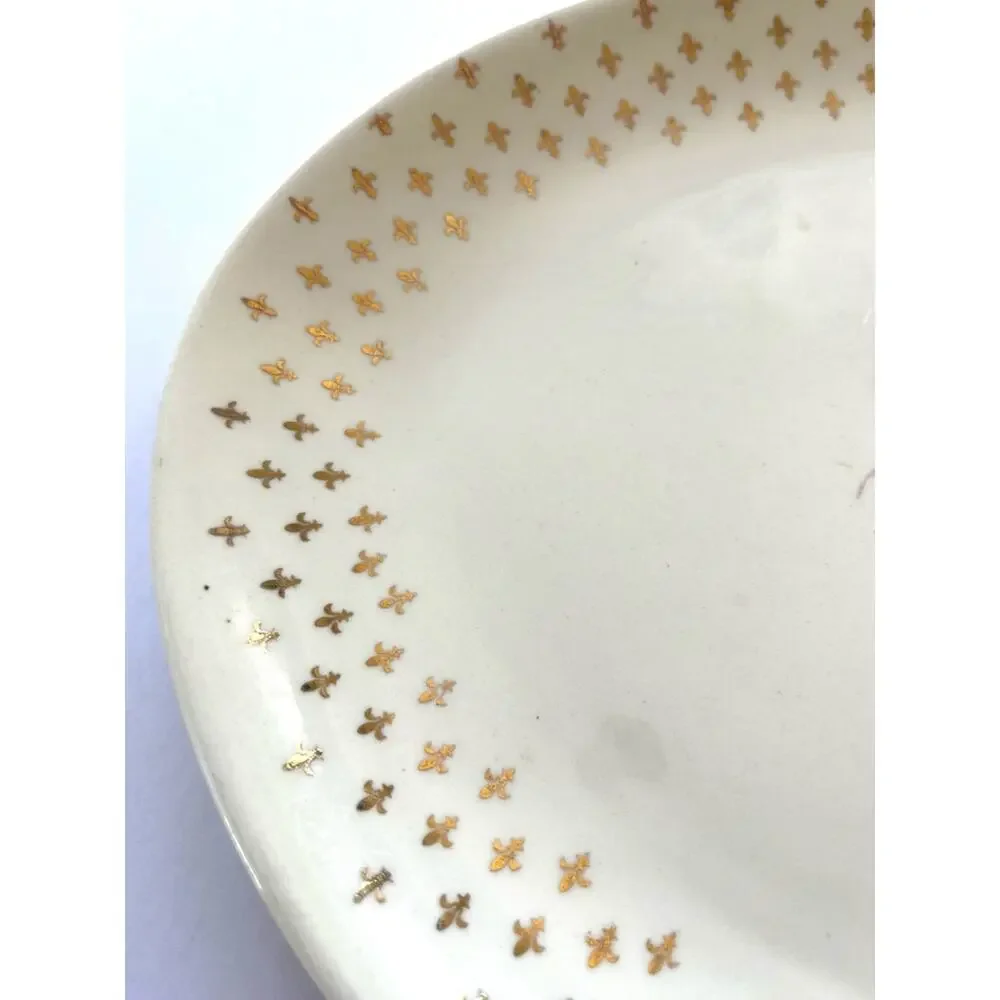Vintage 1960s SCIO Pottery Golden Wheat Serving Platter Gold Fleur De Lis 12